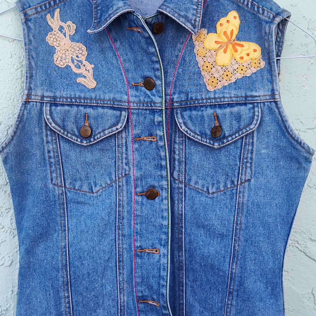 Upcycled Denim Vest Size Ladies Medium